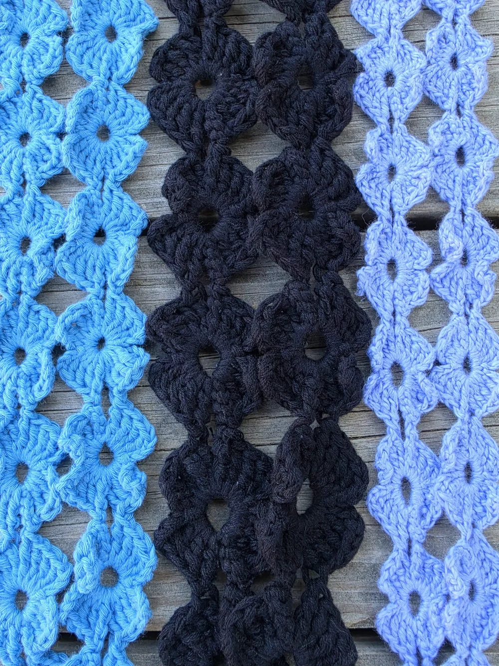 Crocheted ID Lanyard Keychain Strap - flower chain - 100% cotton upcycled yarn
